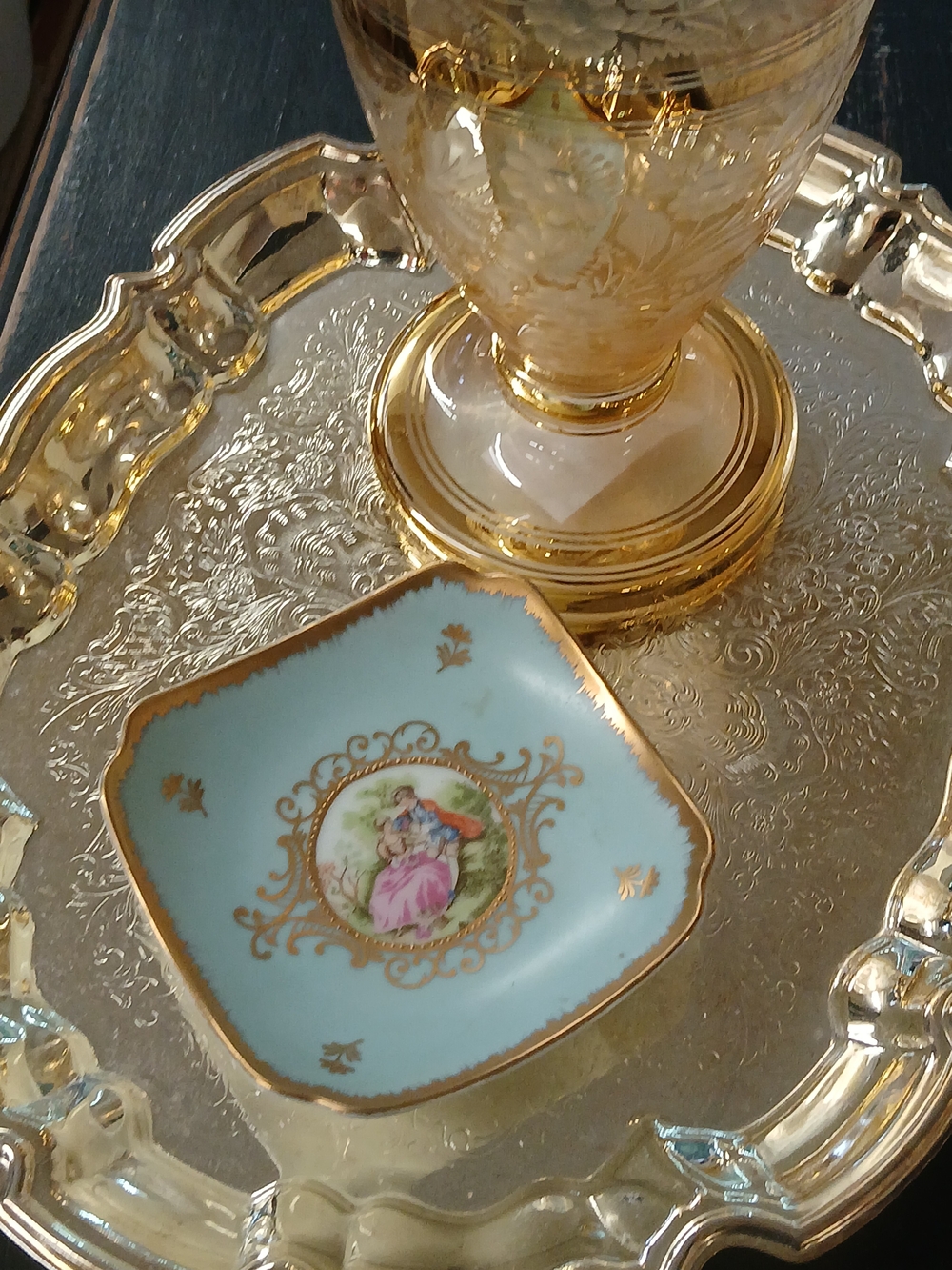 Antique Porcelain Trinket Dish in Robins Egg Blue